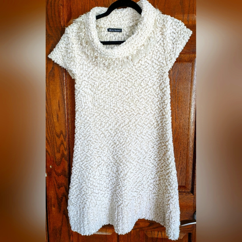 NWOT Beautiful Nubby Knit Mechant Ivory Sweater Tunic / Dress Size S